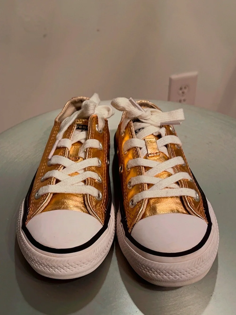 Converse Chuck Taylor All Star Metallic Gold Low Top Sneakers Youth Size 11
